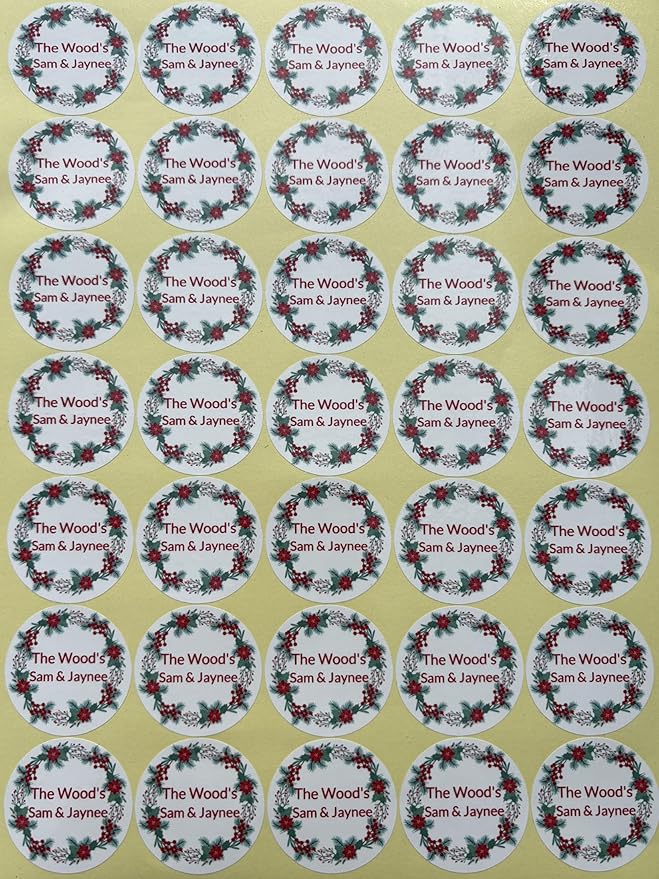 Custom Stickers for Weddings, Birthdays & Businesses - Personalized Labels with Your Logo - Waterproof, Fade and Heat Resistant - Pack of 100-1000 (Wreath F, 3 Inch)