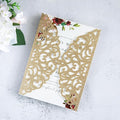 Glitter Laser Cut Invitation Cards with Blank Inner Sheets, 20Pcs – Gold