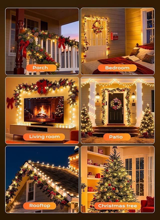 Minetom LED Clear Christmas String Lights, 50 Count 16 Feet LED Christmas Lights Bulb, Christmas Decorations Indoor, White Christma Tree Lights for Indoor Outdoor Xmas Wedding Party Festival