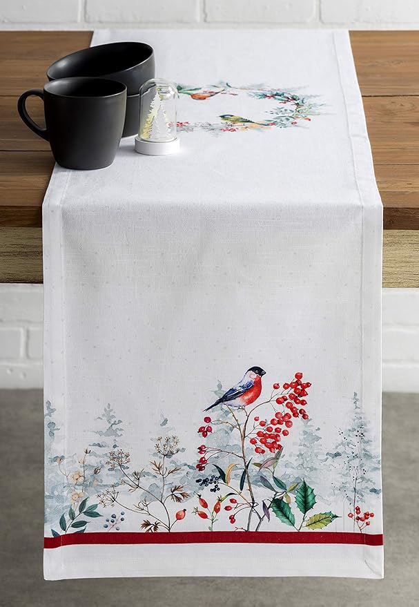 Maison d' Hermine Table Runner 100% Cotton Single Layer Table Runners 60 inches Long Decorative for Home Kitchen Dining Party Baby Shower Wedding Bridal Shower (Morzine, 14.50" x 60")