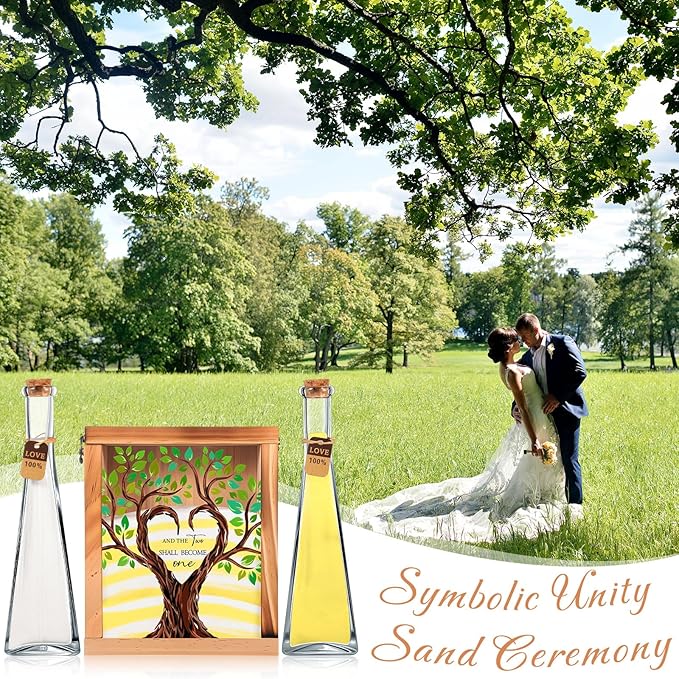 Wedding Sand Ceremony Set with 2 Glass Vases, Wood Shadow Box and Sand