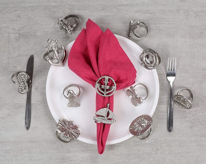 Napkin Rings Set of 12 in Antique Silver Aluminum