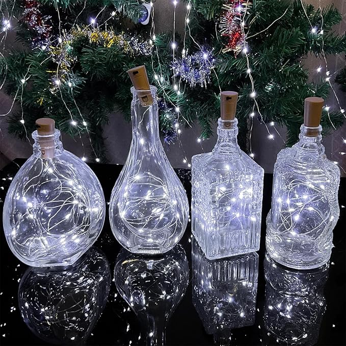 Wine Bottle Lights with Cork, 20 LEDs 6.6 Feet Silver Wire Cork Bottle Lights,Fairy Mini String Lights,for DIY Christmas,Party,Decor,Wedding Listing (30 Pack, Cool White)