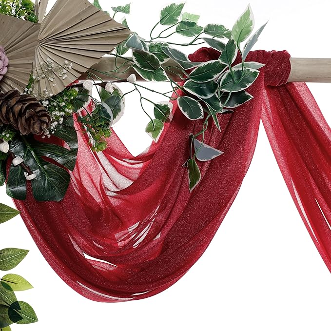 Drapery Panel, Apple Red Sheer Chiffon, 30 In x 50 Ft