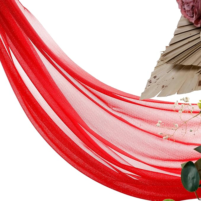 Fabric Panels, Red Sheer Chiffon, 3 Pack, 30 in x 20 ft