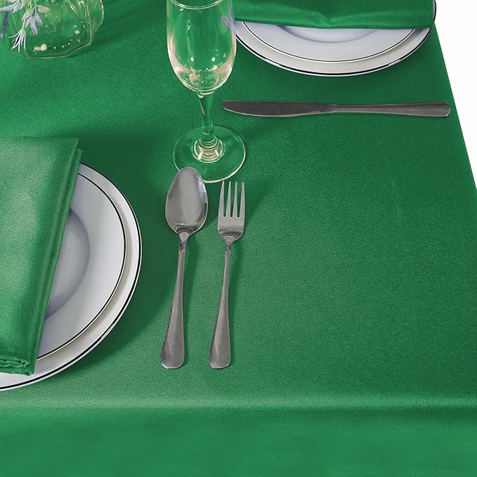 Rectangle Tablecloth 90x156 inch Washable Polyester Fabric Table Cloth for Wedding Party Dining Banquet Decoration（90x156, Emerald）