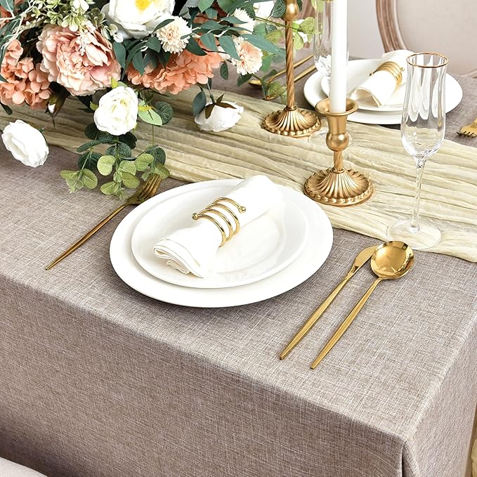 Fitable Square Table Cloth Linen Textured: Water & Stain Resistant Farmhouse Tablecloth, Washable Burlap Table Covers for Kitchen Dining Party(2 Pack, 54x54 Inch, Nature)
