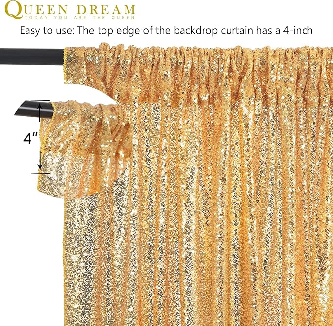 7ft x 7ft Gold Sequin Backdrop Curtain Glitter Photo Booth Backdrop for Wedding Birthday Baby Shower Event Decorations