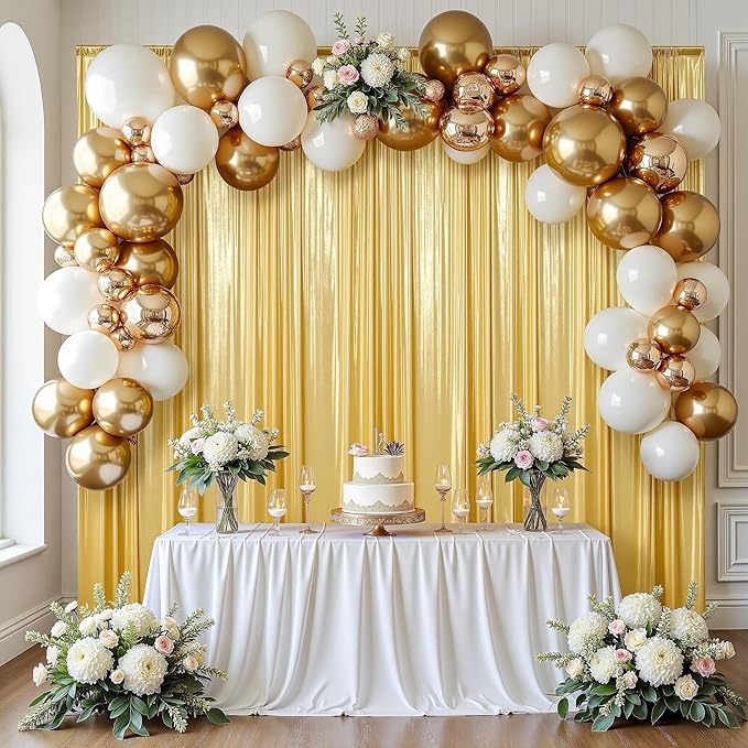 Backgrounds - Metallic Gold Sequin Photo Backdrop, 4 Panels of 5x10ft