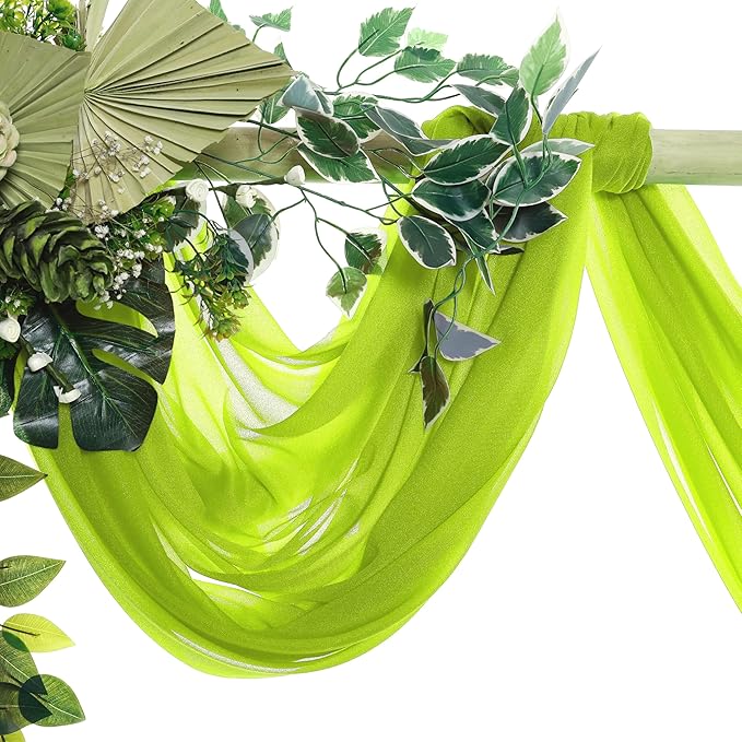 Fabric Parrot Green Sheer Chiffon Panels, 4 Pack, 30 in x 20 Ft