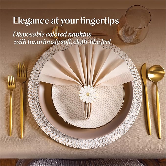 50-Pack Disposable Linen-Feel Pale Blue Napkins, 12" x 17" Cloth-Like Paper Dinner Napkins For Wedding, Bathroom, Party Or Event