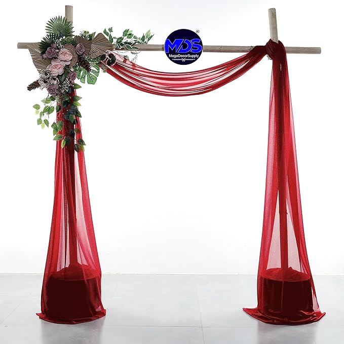 MDS Halloween Chiffon Draping Fabric - 1 Panel, 30" Wide x 75ft Long - Sheer Spooky Arbor & Canopy Drapery for Haunted House Backdrops, Party Ceilings, DIY Costumes & Themed Events - Apple Red