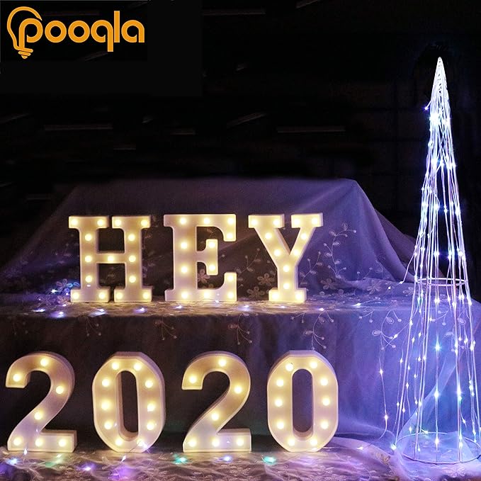 Pooqla LED Marquee Letter Lights Sign, Light Up Alphabet Letter for Home Party Wedding Decoration T