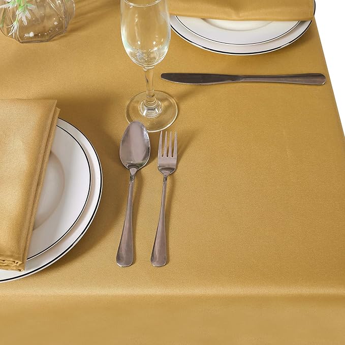 Cupuamon Square Tablecloth 52x52 inch Washable Polyester Fabric Table Cloth for Wedding Party Dining Banquet Decoration（52x52,Gold）
