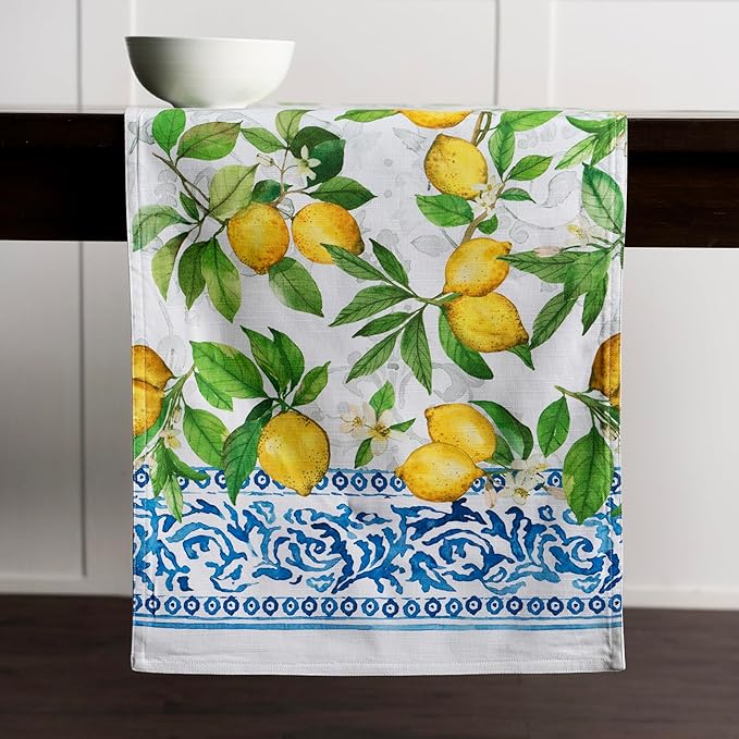 Maison d' Hermine Table Runner 100% Cotton Single Layer Table Runners 72 inches Long Decorative for Home Kitchen Dining Party Baby Shower Wedding Bridal Shower Spring Summer (Cedrat, 14.50" x 72")