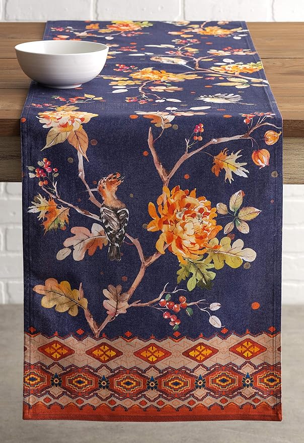 Maison d' Hermine Table Runner 100% Cotton Double Layer Table Runners 108 inches Long for Thanksgiving Christmas Decorations Home Kitchen Dining Party Wedding (Kelim - Infinity, 14.5" x 108")