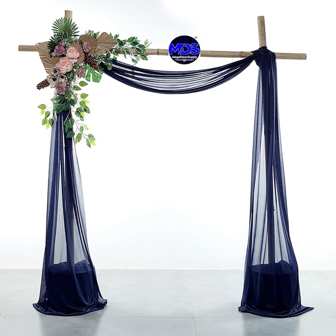 MDS Halloween Chiffon Draping Fabric - 2 Panel, 30" Wide x 50ft Long - Sheer Spooky Arbor & Canopy Drapery for Haunted House Backdrops, Party Ceilings, DIY Costumes & Themed Events - Navy Blue