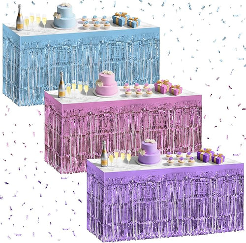& Blue & Purple Table Skirts, 3 Pack – Light Pink