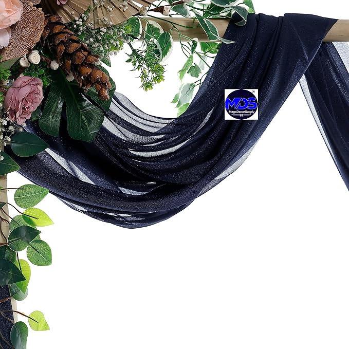 MDS Halloween Chiffon Draping Fabric - 1 Panel, 30" Wide x 30ft Long - Sheer Spooky Arbor & Canopy Drapery for Haunted House Backdrops, Party Ceilings, DIY Costumes & Themed Events - Navy Blue