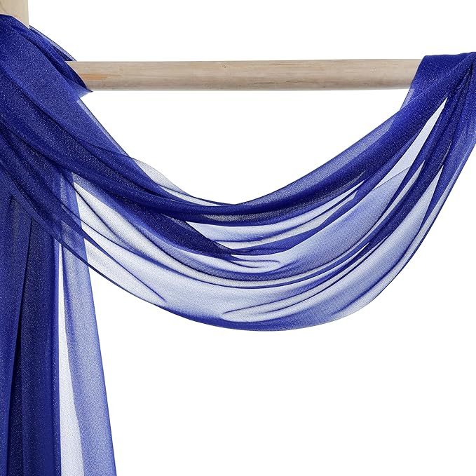 Fabric Royal Blue Sheer Chiffon 3 Panels, 30 x 20 Ft Each