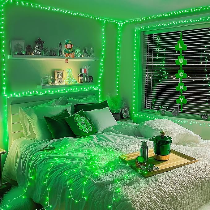 String Lights, 168ft Green Halloween Decor, 600 LEDs and Remote