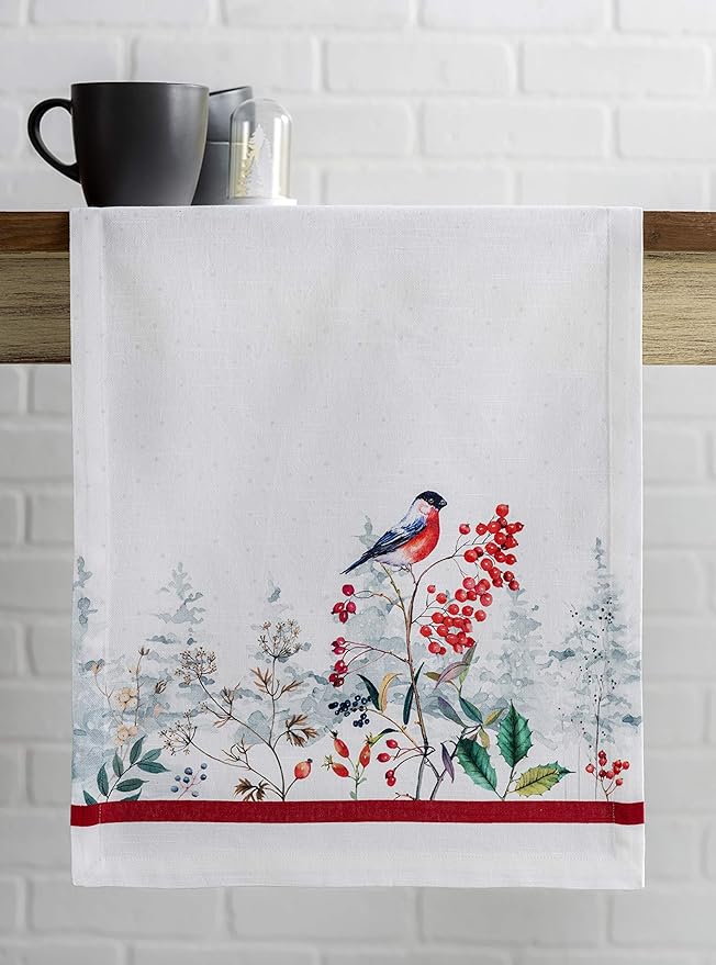 Maison d' Hermine Table Runner 100% Cotton Single Layer Table Runners 36 inches Long Decorative for Home Kitchen Dining Party Baby Shower Wedding Bridal Shower (Morzine, 14.50" x 36")
