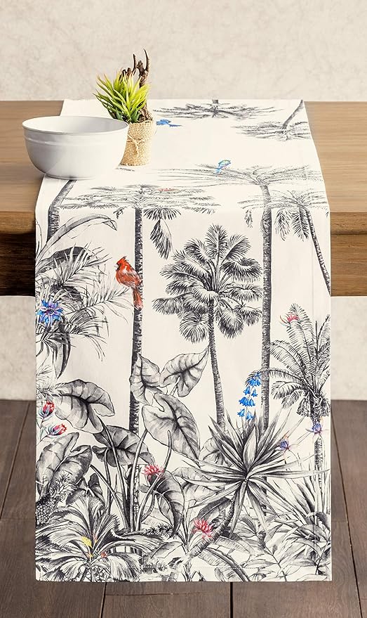 Maison d' Hermine Table Runner 100% Cotton Single Layer Table Runners 36 inches Long for Thanksgiving Christmas Decorations Home Kitchen Dining Party Wedding (Amazonia, 14.5" x 36")