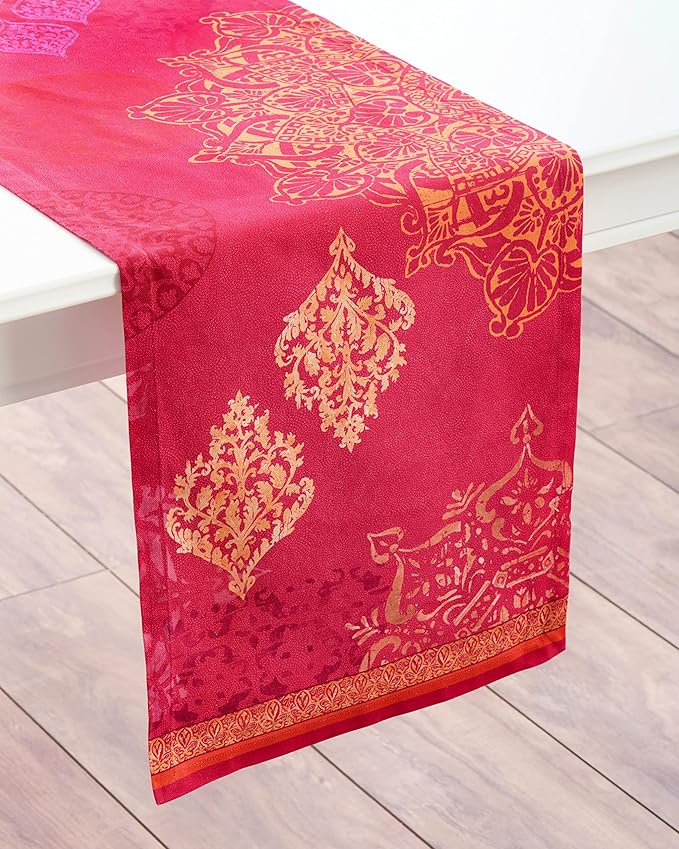 Maison d' Hermine Table Runner 100% Cotton Single Layer Table Runners 72 inches Long for Thanksgiving Christmas Decorations Home Kitchen Dining Party Wedding (Versailles, 14.5" x 72")