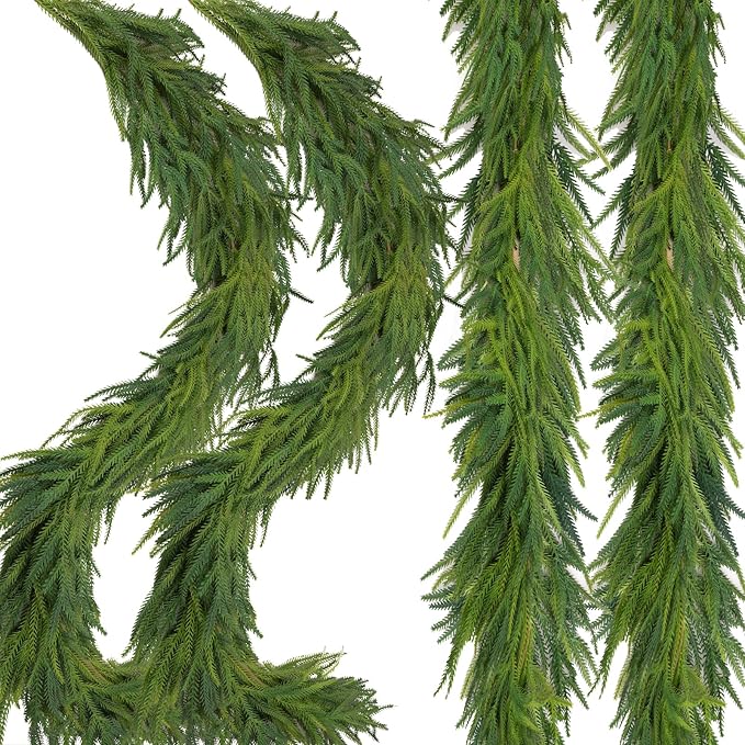 Garlands, 2 Pack Green Norfolk Pine Christmas, 6 Ft PE
