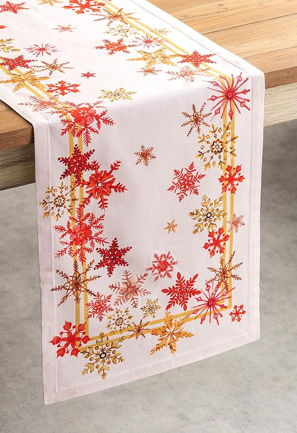 Maison d' Hermine Table Runner 100% Cotton Single Layer Table Runners 48 inches Long for Thanksgiving Christmas Decorations Home Kitchen Dining Party Wedding (Crystal Star, 14.5" x 48")