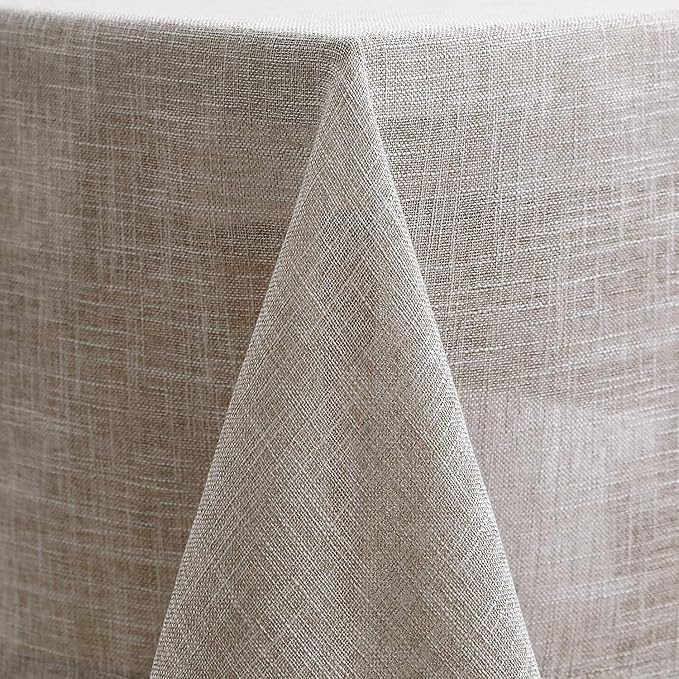 maxmill Flaxy Faux Linen Table Cloth with 2-Tone Slubby Texture Wrinkle Resistant Anti-Shrink Soft Tablecloth for Kitchen Dining Tabletop for Buffet Banquet Parties Rectangle 52 x 70 Inch Linen
