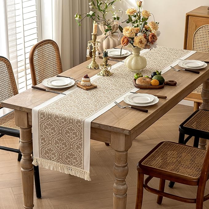 Table Runners 138 Inches,Waterproof Boho Table Runner with Tassel Fringe,Table Runner for Party Coffee Table