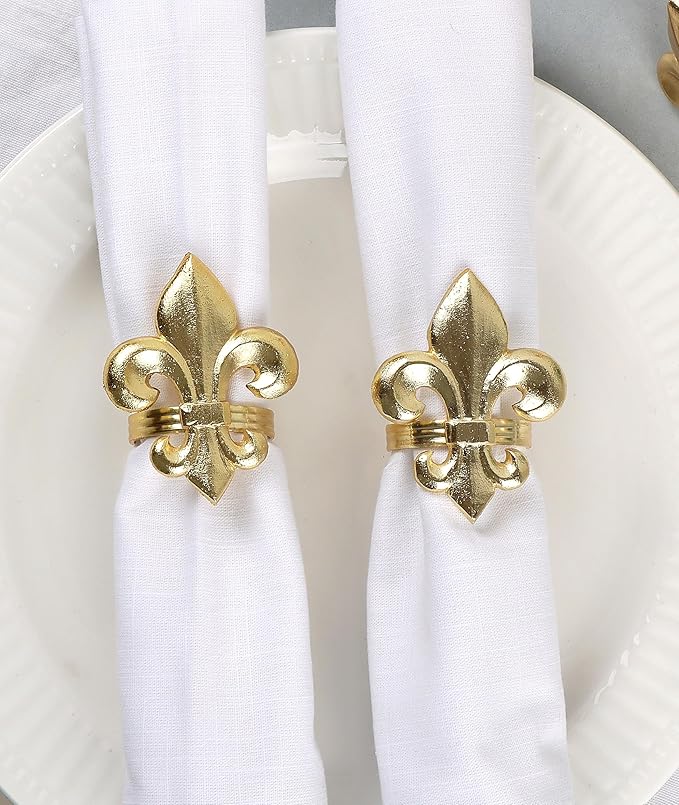 Napkin Rings Set of 12 in Brushed Gold Aluminum, Semicircle Shape