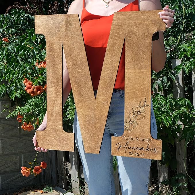 Decorative Wood Wedding Guest Book Sign with Pen, 12 to 30 Inch Letters