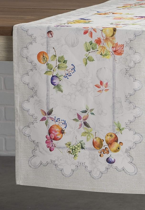 Maison d' Hermine Table Runner 100% Cotton Single Layer Table Runners 90 inches Long for Thanksgiving Christmas Decorations Home Kitchen Dining Party Wedding (Fruit D'Hiver, 14.5" x 90")