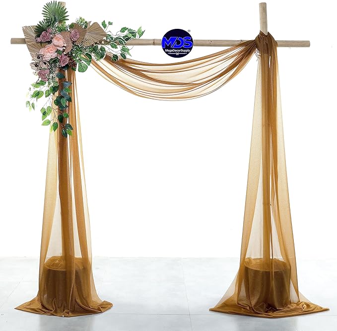 MDS Halloween Chiffon Draping Fabric - 1 Panel, 30" Wide x 50ft Long - Sheer Spooky Arbor & Canopy Drapery for Haunted House Backdrops, Party Ceilings, DIY Costumes & Themed Events - Mocha
