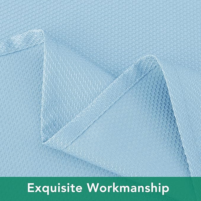 Biscaynebay Textured Fabric Round Tablecloths 108", Light Blue Water Resistant Table Cloth Circle Folding Table Covers Linen for Dining, Kitchen, Wedding, Parties etc. Machine Washable
