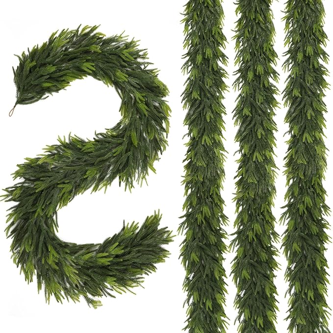Christmas Garland 9 ft Norfolk Pine Green PE 4-Pack