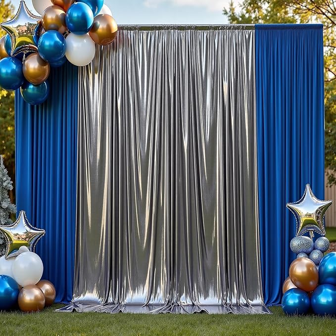 40x10 ft Wrinkle Free Black Silver Sequin Backdrop Curtain for Parties,Thick Not Fall Glitter Wedding Backdrop Drapes,8 Panels 5x10ft Shimmer Photo Back Drop Cloth for Birthday Photography Background