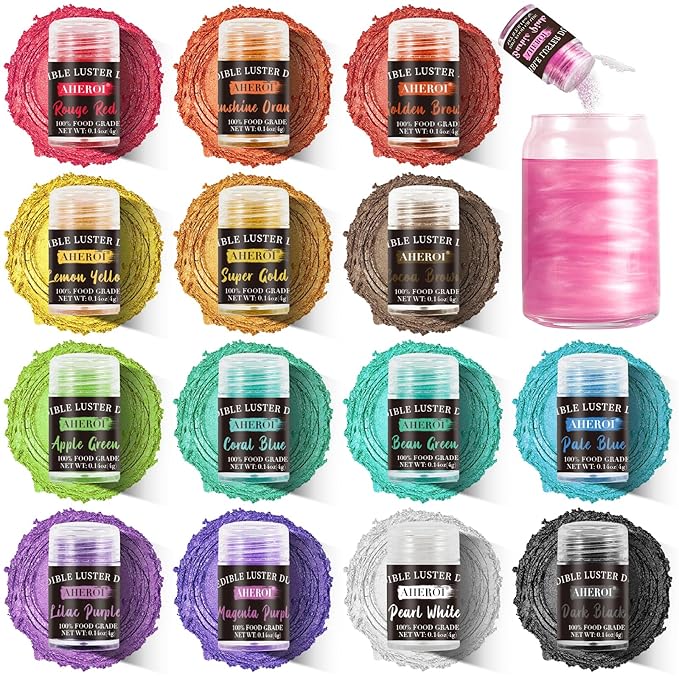 Dusting Powders Edible Glitter Set 15 Colors 4g Bottles
