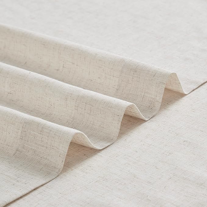 Vision Home Natural Pinch Pleated Semi Sheer Curtains Textured Linen Blended Light Filtering Window Curtains 84 inch for Living Room Bedroom Patio Pinch Pleat Drapes with Hooks 1 Panel 84" Wx84 L
