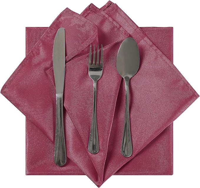 Cloth Napkins 20x20 inch Washable Polyester Dinner Napkins Soft Table Napkins for Wedding Party Dining Banquet(Burgundy,100PCS)