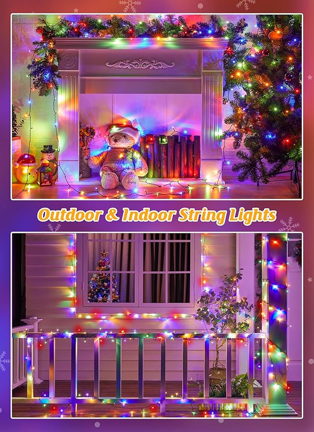 String Lights Solar Powered Outdoor 4-Pack 39ft Multicolor 120 LEDs Each