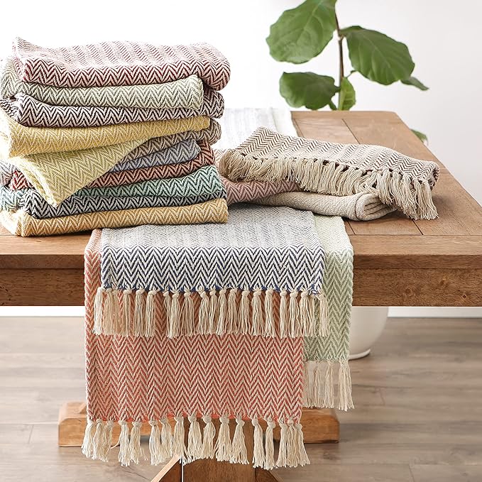 DII Woven Basic Tabletop Collection Chevron Table Runner, 15x72, Tango Red