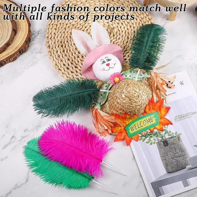 SOGUGOM Green Craft Ostrich Feathers - 30PCS 8-10 inch Ostrich Feathers Kit for Centerpieces, Kindergarten Crafts, Dream Catchers and DIY Projects(Dark Green)