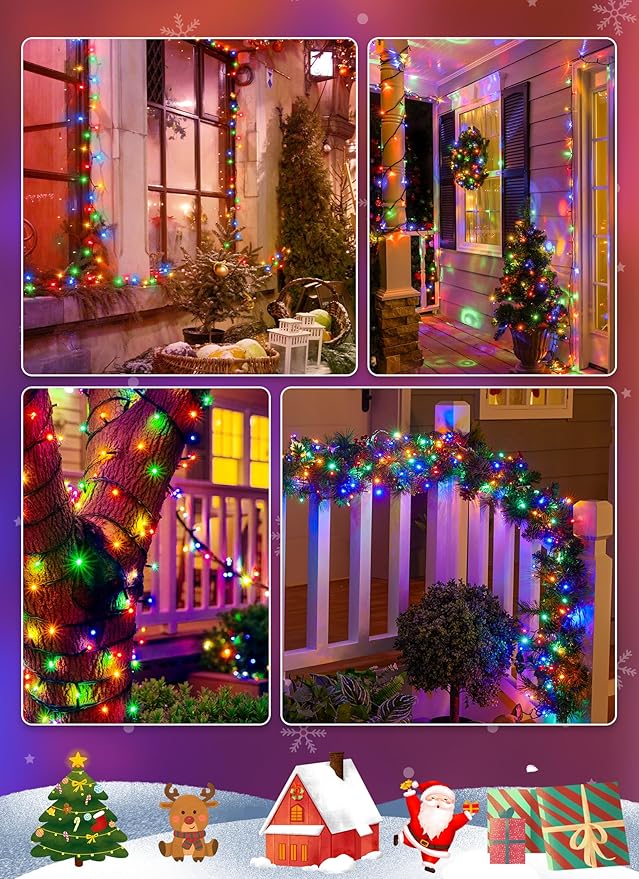 String Lights Solar Powered Outdoor 4-Pack 39ft Multicolor 120 LEDs Each