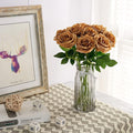 Artificial Rose Open Flower Bouquet Faux Rose Stems for Wedding, 10pcs