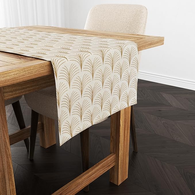 Ruvanti 100% Cotton Table Runner 90 Inches Long, Non-Slip, Stain Resistant, Washable & Reusable Table Runners Perfect for Wedding, Parties, Christmas, Holiday, in-Door use - Luminous