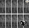 10 Pack Black Backdrop Curtain 3.2ft x 8.2ft Metallic Tinsel Foil Fringe Curtains Photo Booth Background for Birthday Party Decoration Baby Shower Engagement Wedding Christmas Decoration (Black)