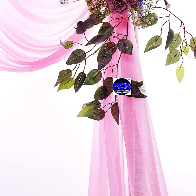 MDS Halloween Chiffon Draping Fabric - 2 Panel, 30" Wide x 20ft Long - Sheer Spooky Arbor & Canopy Drapery for Haunted House Backdrops, Party Ceilings, DIY Costumes & Themed Events - Bubblegum Pink